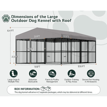[10X20FT] Large Heavy-Duty Dog Kennel With Waterproof Roof And Dual Doors (SAK94571)