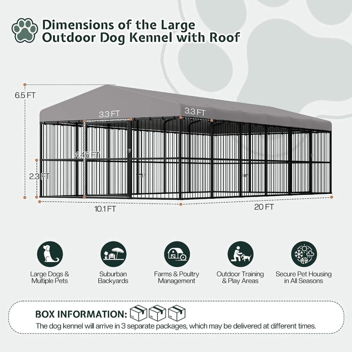 [10X20FT] Large Heavy-Duty Dog Kennel With Waterproof Roof And Dual Doors (SAK94571)