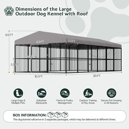 [10X20FT] Large Heavy-Duty Dog Kennel With Waterproof Roof And Dual Doors (SAK94571)