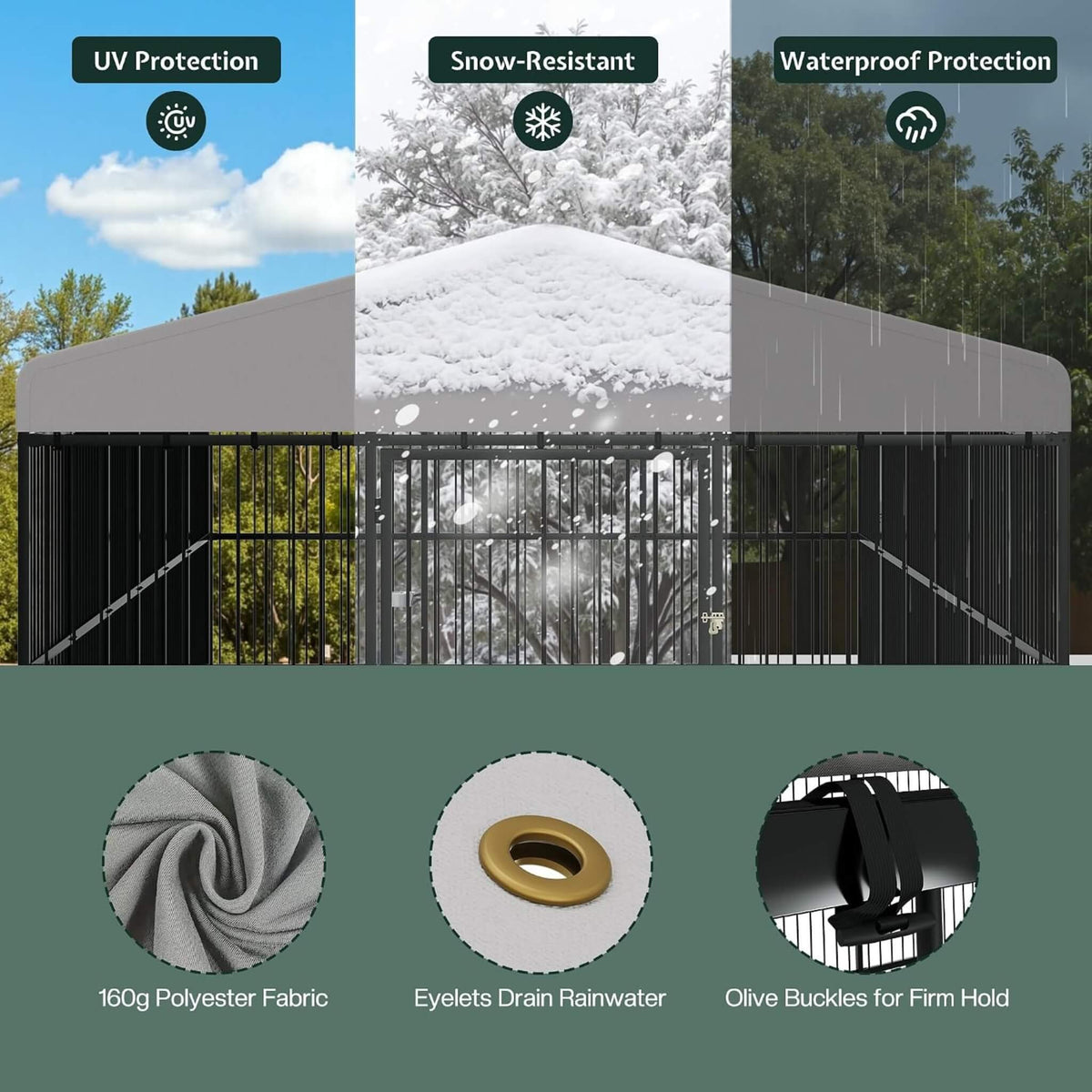 [10X20FT] Large Heavy-Duty Dog Kennel With Waterproof Roof And Dual Doors (SAK94571)