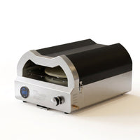 12 In. Propane Pizza Oven, Outdoor Pizza Oven in Black with Rotating Pizza Stone, Glove and Pizza Cutter — Studio Shot