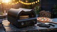 12 In. Propane Pizza Oven, Outdoor Pizza Oven in Black with Rotating Pizza Stone, Glove and Pizza Cutter — Lifestyle