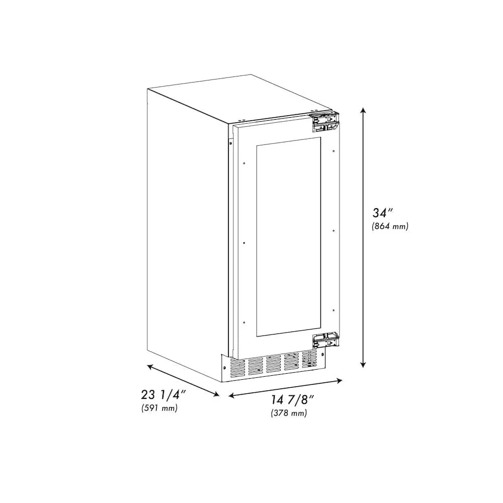 ZLINE 15" Touchstone Clear Cube Ice Maker Drain Pump Panel Ready Door ICCDP-15