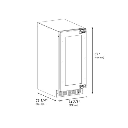 ZLINE 15" Touchstone Clear Cube Ice Maker Drain Pump Panel Ready Door ICCDP-15