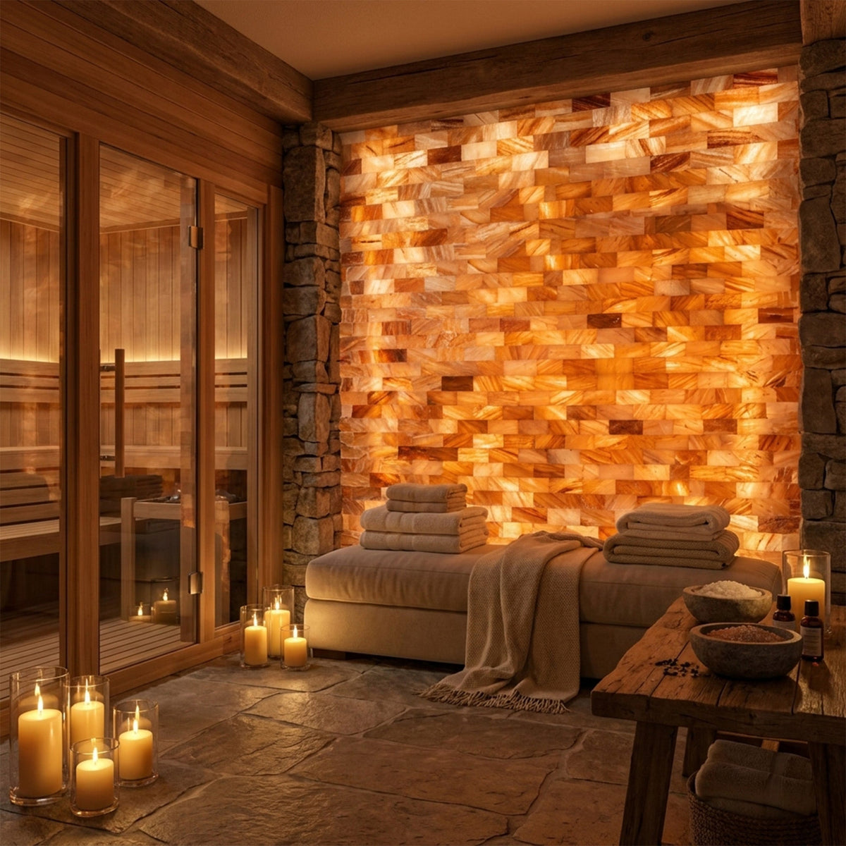 Himalayan Pink Salt Tiles 8x4x1 – 200 Pack for Salt Wall & Sauna