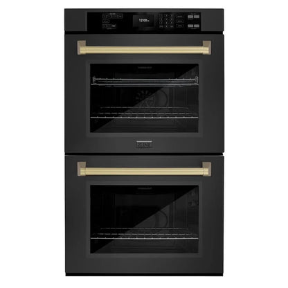 ZLINE 30"Professional True Convection Double Wall Oven, Air Fry, Self Clean Black Stainless Steel, Champagne Bronze WADBZ-30-CB