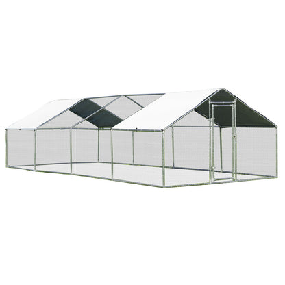 26.2 x 9.5 ft Large Walk-In Chicken Coop with Roof Cover