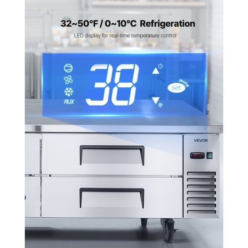 Chef Base Refrigerator, 72" W Commercial Chef Bases Worktop Refrigerators, 4-Drawer Under Counter Fridge with 12 Pans Stainless Steel, Heavy-Duty Refrigerated Base, Invisible Door Handle