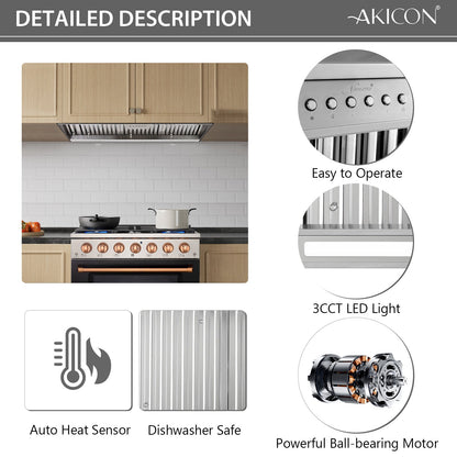 Nauxus 42 Inch Range Hood Insert, 1200 CFM High Power Kitchen Vent with 4 Speeds Ultra-Quiet Operation, Dimmable LED Lighting Dishwasher Safe Filtration System , NX-19IS-42