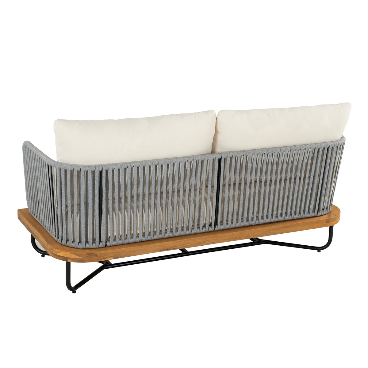 Lucca Outdoor 8 Seaters Acacia Wood and Rope Woven Patio Conversation Set