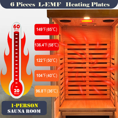 Far Infrared Sauna Room with Low EMF Technology - Solid Wood