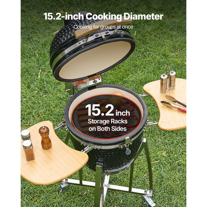 18" Kamado Charcoal Smoker and Grill with Ceramic Construction - Charcoal