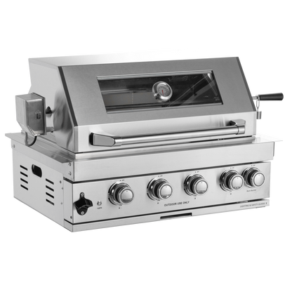 Four Burner Built-In Gas Grill with Infrared Burner and Rotisserie Kit - Stainless Steel