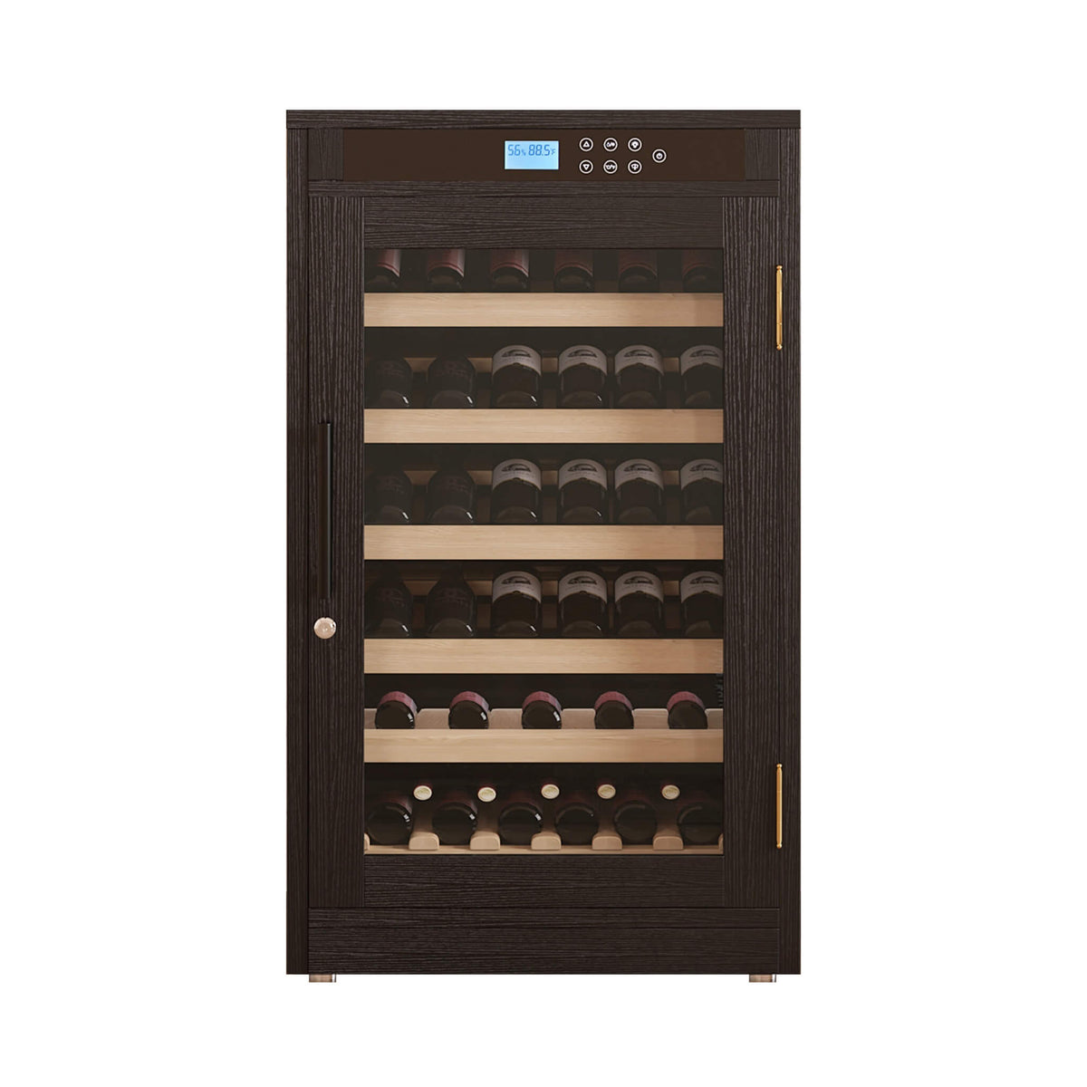 69-Bottle 7.6 Cu.Ft Freestanding Smart Wooden Wine Cooler With LED Touch Display (SAK24861)