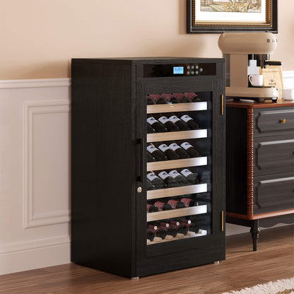 69-Bottle 7.6 Cu.Ft Freestanding Smart Wooden Wine Cooler With LED Touch Display (SAK24861)