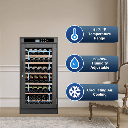 69-Bottle 7.6 Cu.Ft Freestanding Smart Wooden Wine Cooler With LED Touch Display (SAK24861)
