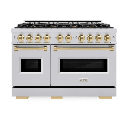 ZLINE 48" Dual Fuel Range, Gas Cooktop, Electric Convection Oven Stainless Steel, Gold CDRZ-48-G