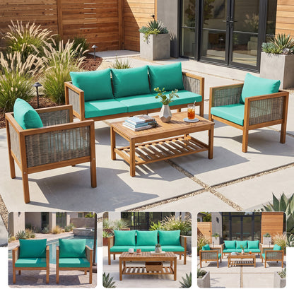 4 Pieces Patio Sofa Set Outdoor Seating Group