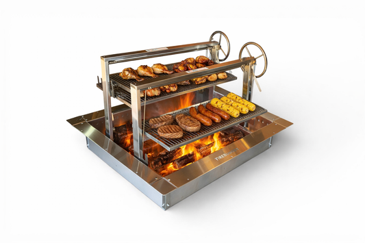 Stainless Steel Santa Maria Extra Large Double 32x16 Grill & 36" Square SST Insert