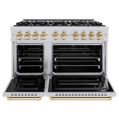 ZLINE 48" Dual Fuel Range, Gas Cooktop, Electric Convection Oven Stainless Steel, Gold CDRZ-48-G
