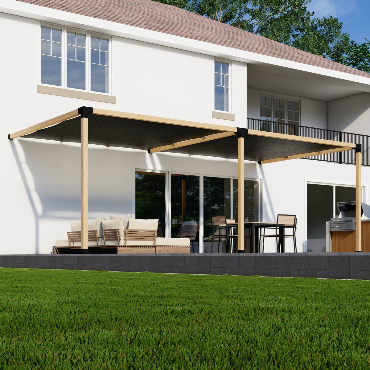 DIY Pergola Kit for an Attached Pergola With Canopies - Any Size Up to 24' x 12'