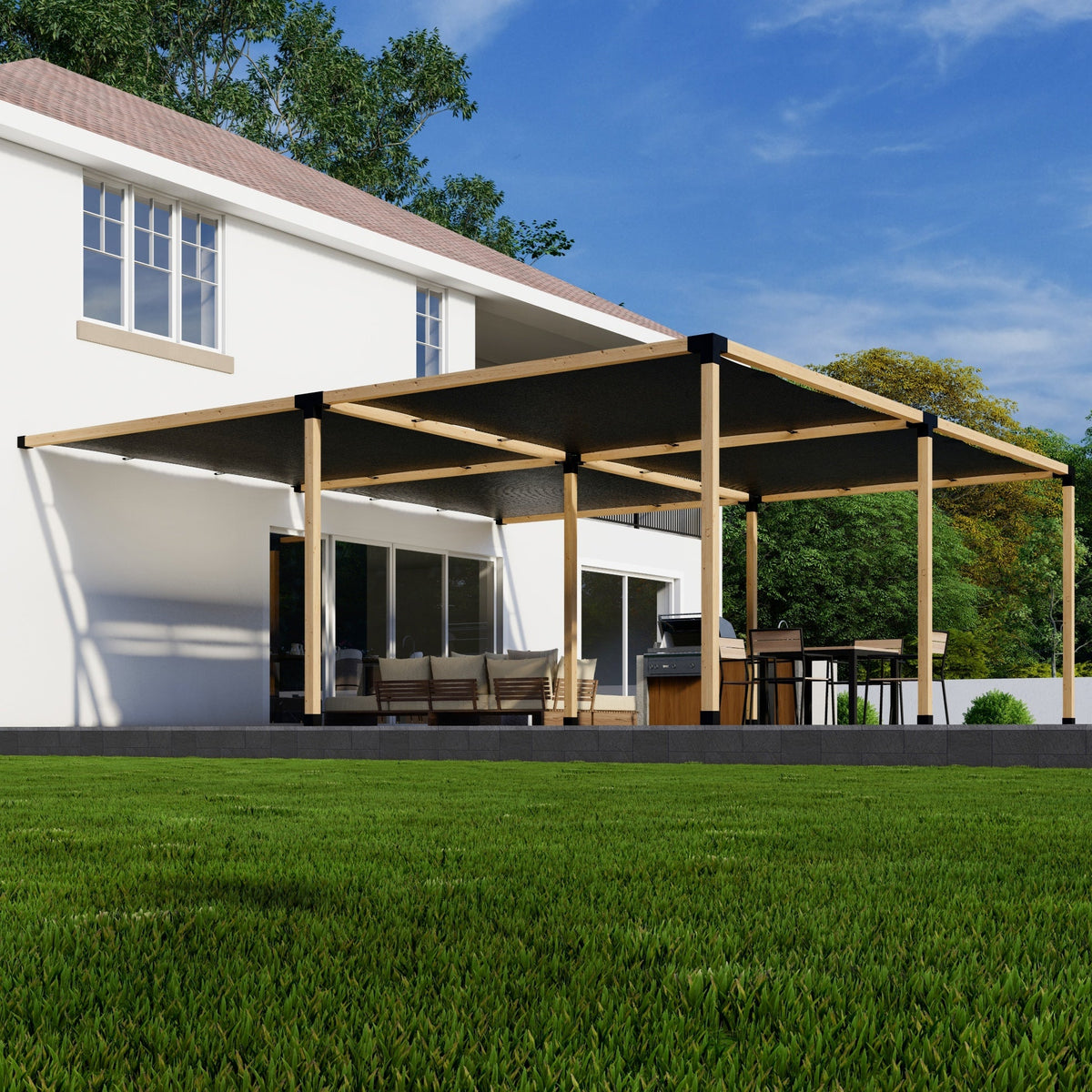 DIY Pergola Kit for an Attached Pergola With Canopies - Any Size Up to 24' x 24'