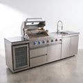 Modular Outdoor Kitchen Island Built for Complete Outdoor Cooking, Built-In Grill, Granite Countertops, Refrigerator