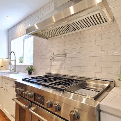 Nauxus 54 Inch Range Hood Insert with 1200 CFM Powerful Suction, Ultra Quiet Ducted Stainless Steel Kitchen Stove Vent Hood with Dimmable LED Lights, Timer, 4-Speed Touch Control , NX-19IL-54
