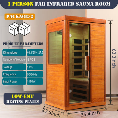 Far Infrared Sauna Room with Low EMF Technology - Solid Wood