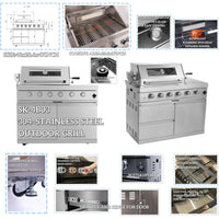 Modular Outdoor Kitchen Island Built for Complete Outdoor Cooking, Built-In Grill, Granite Countertops, Refrigerator