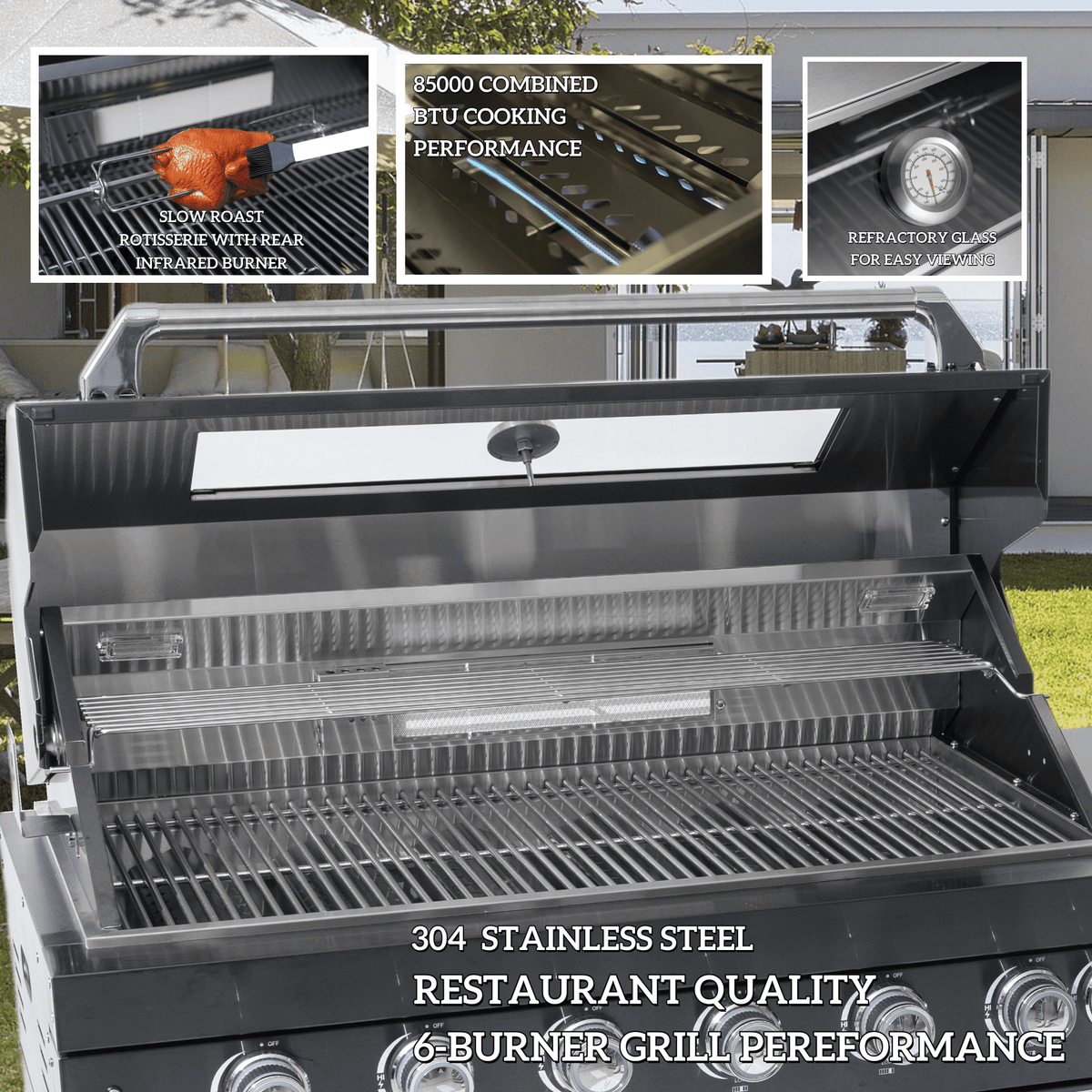 94-Inch 6-Burner Deluxe Stainless Steel Gas Grill