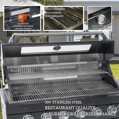 94-Inch 6-Burner Deluxe Stainless Steel Gas Grill