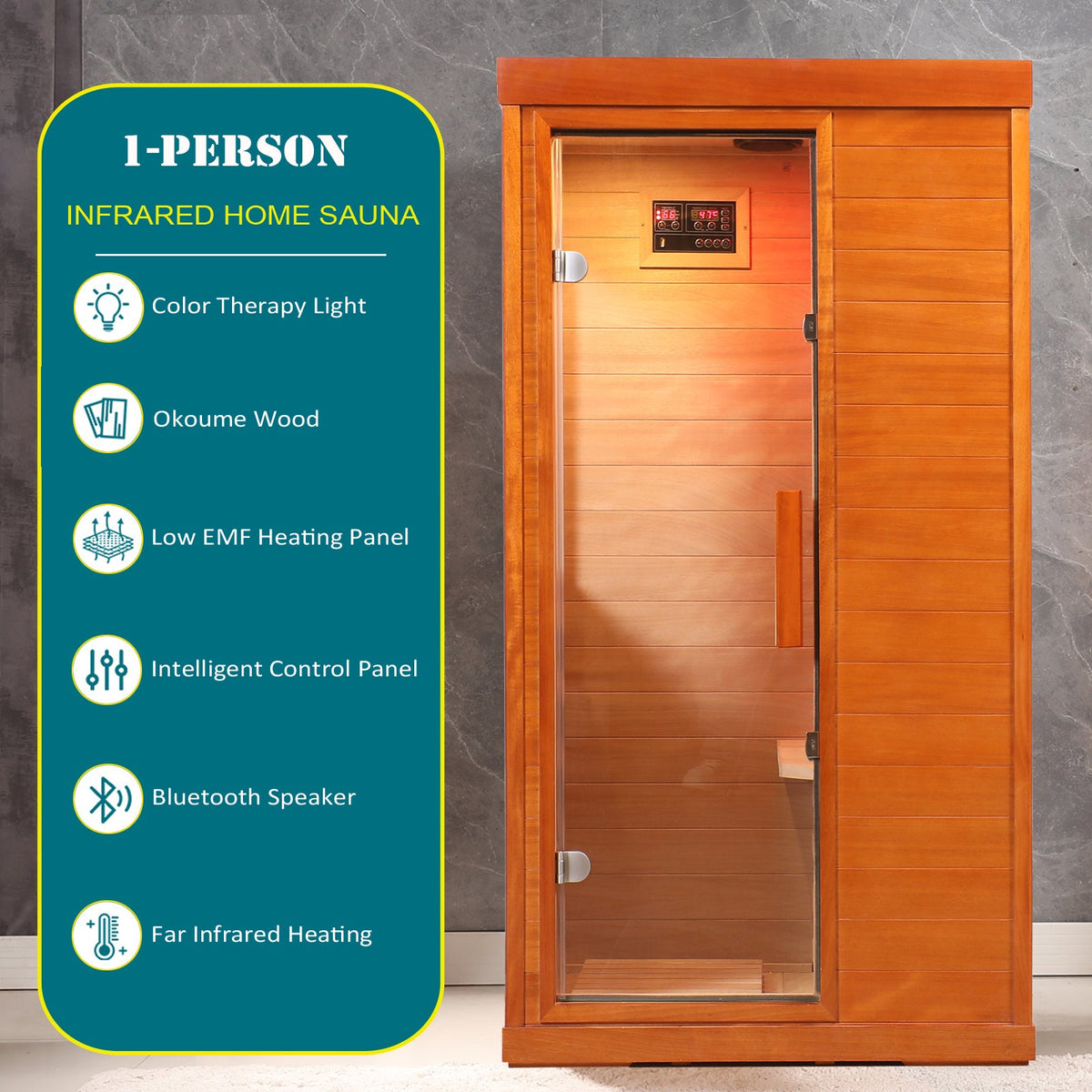 Far Infrared Sauna Room with Low EMF Technology - Solid Wood