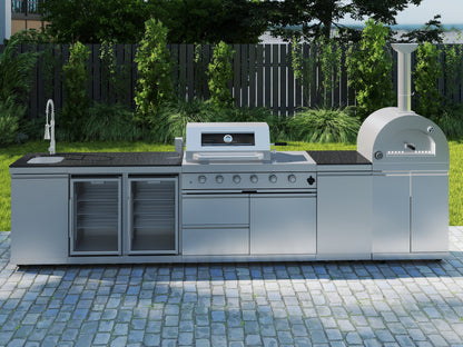 Stainless Steel Outdoor Kitchen Grill with Pizza Oven and Rotisserie Kit - Black Granite