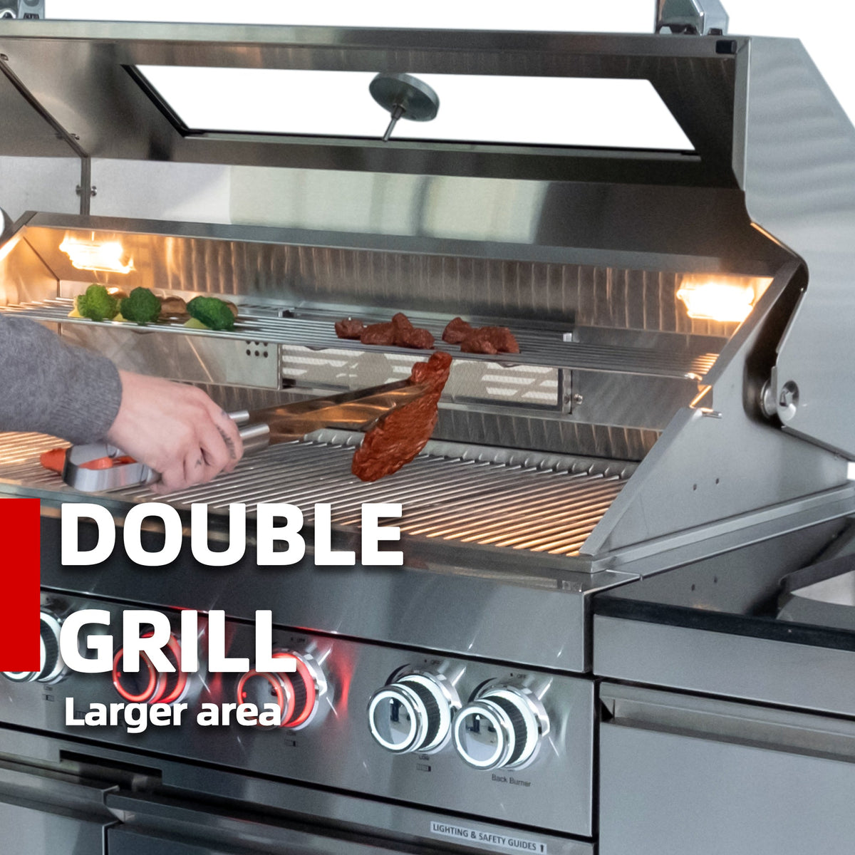 Stainless Steel Outdoor Kitchen Grill with Pizza Oven & Refrigerator - Silver