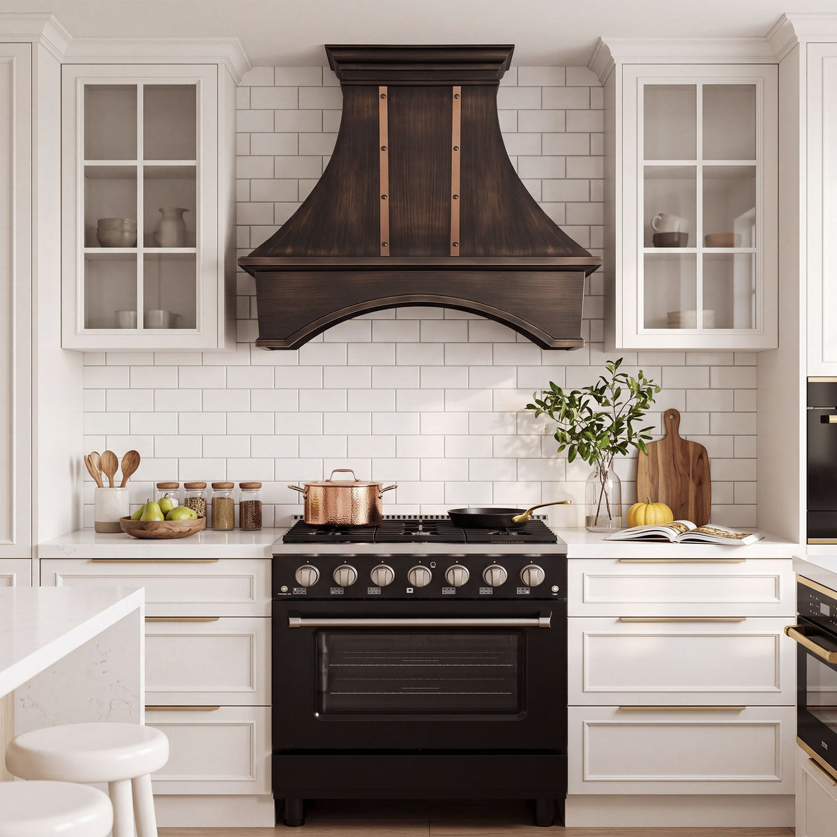 Custom Smooth Curved Copper Range Hood - CHCR01