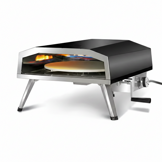 16 In. Propane Pizza Oven, Outdoor Pizza Oven in Black, with Rotating Pizza Stone