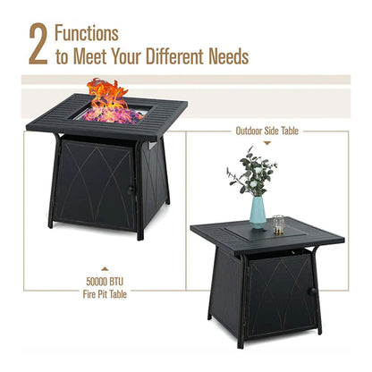Sophia & William 5-Piece Outdoor Gas Fire Pit Table Set W/ Cushioned Swivel Dining Chairs (SAK63872)